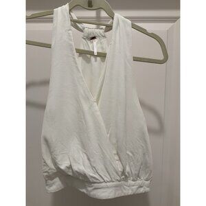 Free People Halter Style Size XS Women's White Cross Over White Banded Bottom